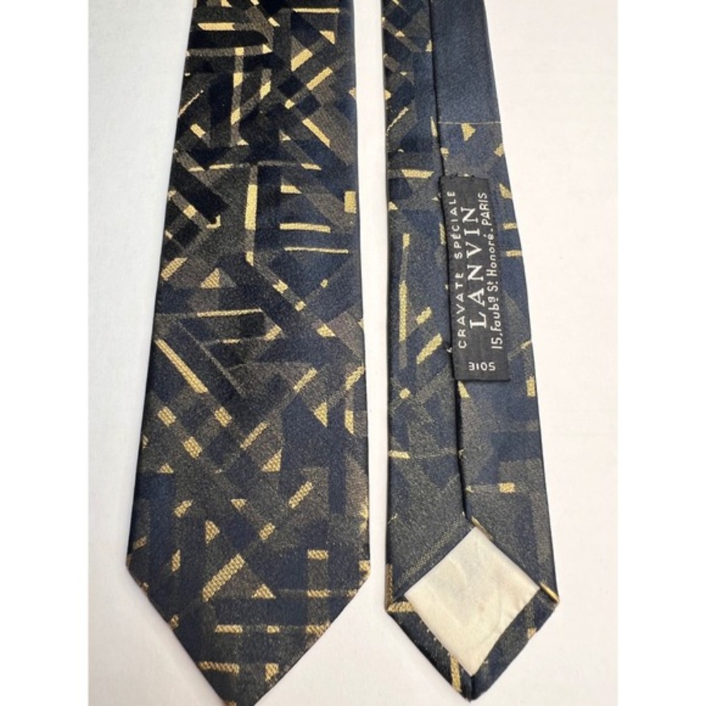 Lanvin Paris‎ Silk Jacquard Geometric Pattern Necktie Mens